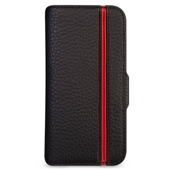 Torro iPhone 11 Leather Wallet Case (Black with Red Detail)