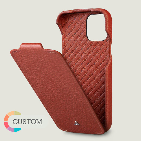 Custom iPhone 12 Pro Leather Case – Flip Top leather case - Vaja