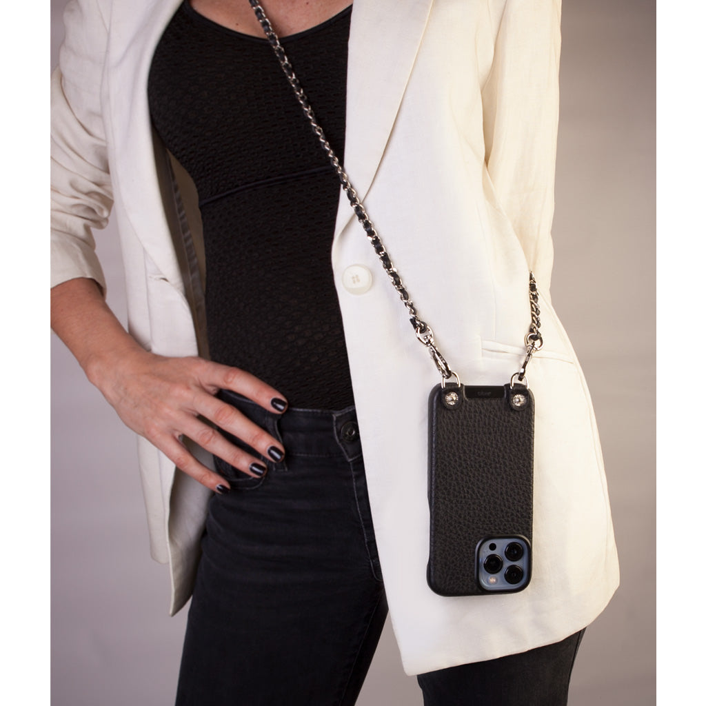 The Manhattan Cream | Genuine Pebbled Leather iPhone Case Crossbody iPhone 13 Pro Max