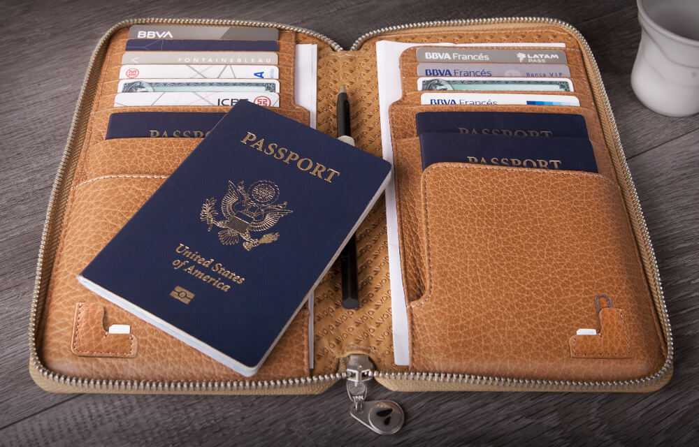Luxury Leather Passport Case, Family Passport Cover 6 Passport Holders Black