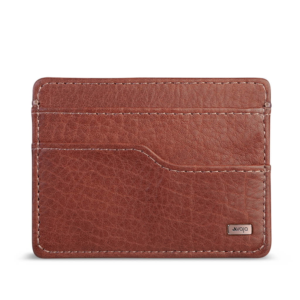 Agustine | Ostrich Leather Quick Card Access Wallet | Caramel