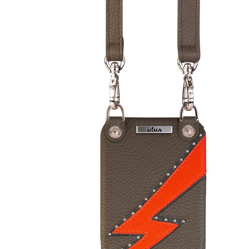 Fendi Phone Case Iphone plain leather logo Mini Shoulder Bag black